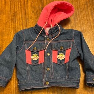 Blues in Motion Vintage 80’s/90’s Hooded Denim Jacket Pink Fleece Lined - 3T